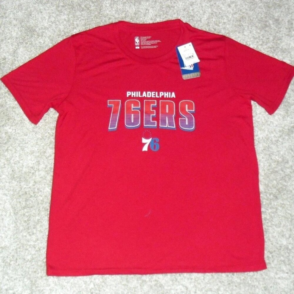 Philadelphia 76ers Womens Short Sleeve Red T-Shirt Top Sz. Large New Nba